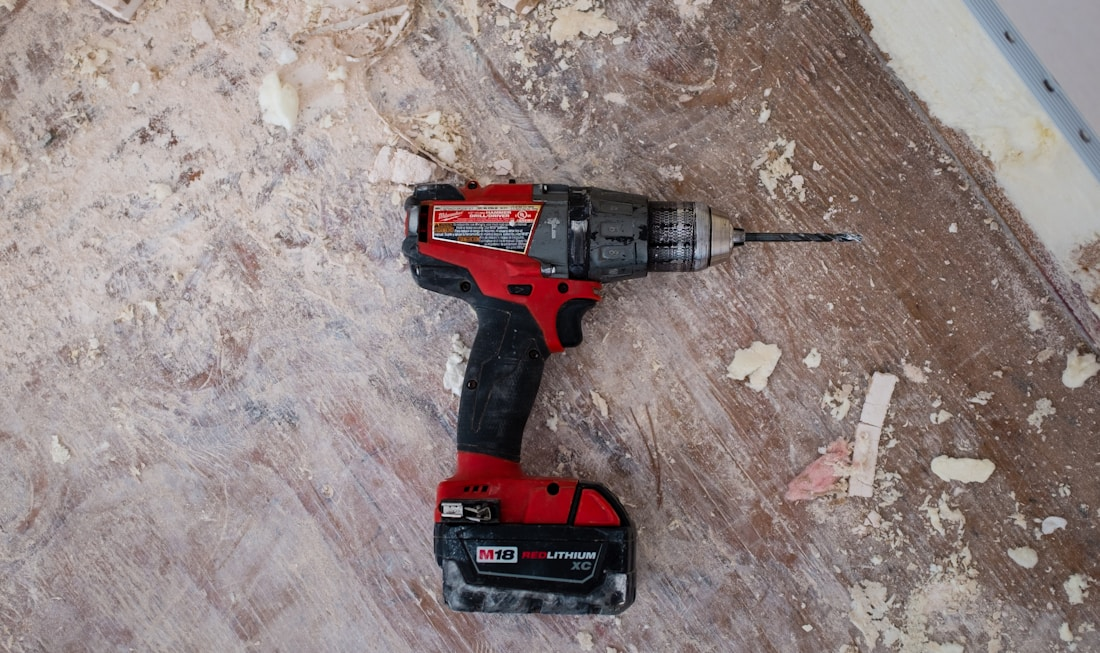 Cordless drill ready for use
